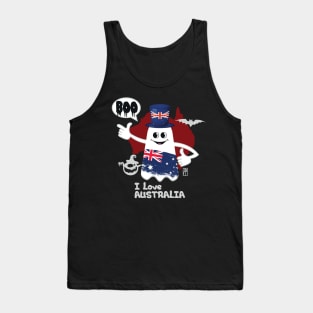 BOO GHOST with an Australian flag "I love Australian" - cute Halloween Tank Top